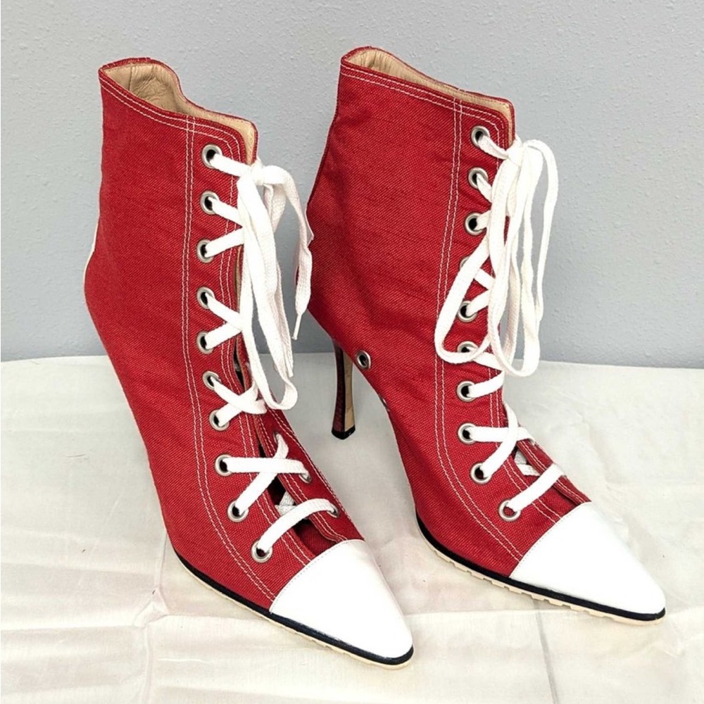 RARE Red Manolo Blahnik “Converse” Stiletto Sneakers